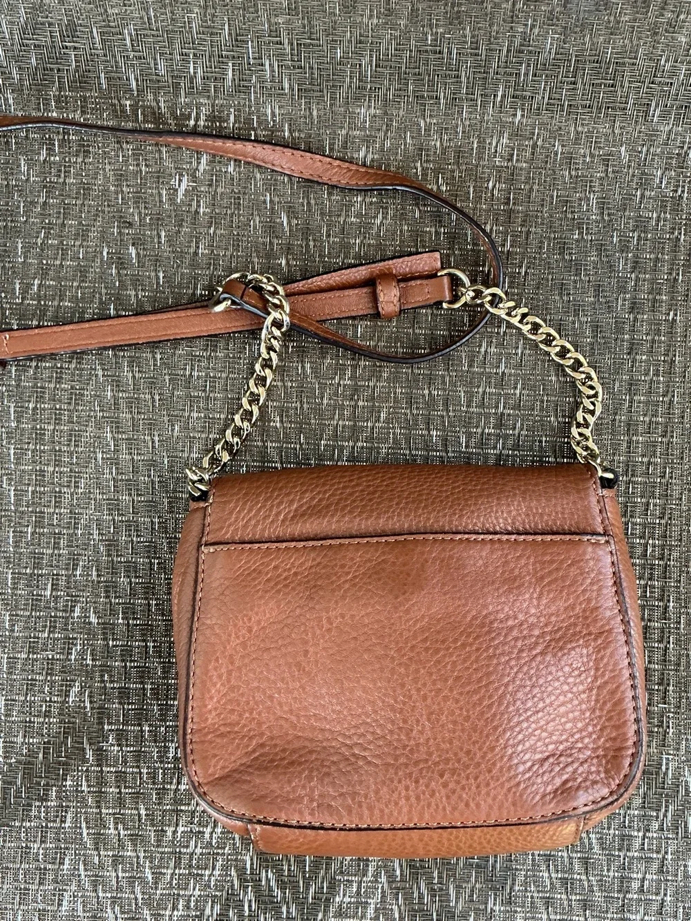 Michael Kors FULTON Tan Leather Chain Crossbody Bag